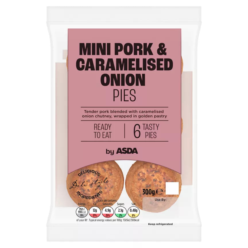 ASDA 6 Mini Pork & Caramelised Onion Pies 300g